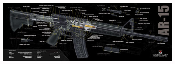 TEKMAT ARMORERS BENCH MAT - 12"X36" AR-15 CUT AWAY BLACK — view 1