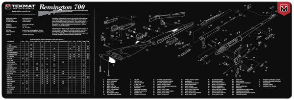 TekMat TEKR36REM700 Remington 700 Cleaning Mat Black/White Rubber 12"x36" Remington 700 Parts Diagram — view 1