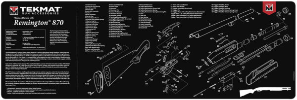 TekMat TEKR36REM870 Remington 870 Cleaning Mat Black/White Rubber 12"x36" Remington 870 Parts Diagram — view 1
