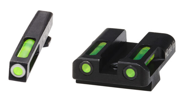 HiViz GLN329 LiteWave H3 Sight Set for Glock Green Tritium White Outline Front Sight-Green Fiber Optic Rear Sight — view 1