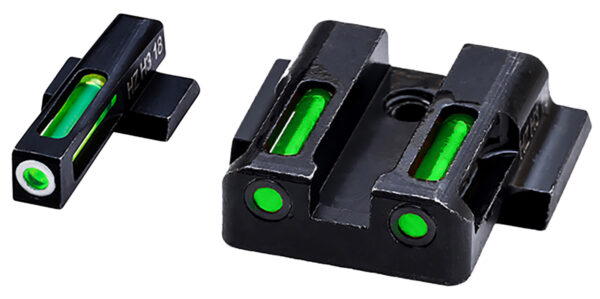 HiViz MPSN321 LiteWave H3 Sight Set for S&W Shield Green Tritium White Outline Front Sight-Green Fiber Optic Rear Sight — view 1