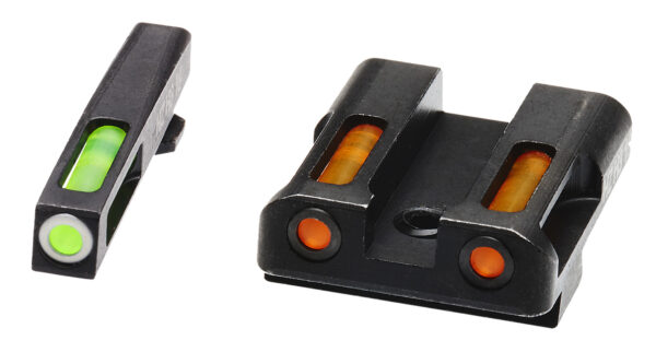 HiViz GLN425 LiteWave H3 Sight Set for Glock Green Tritium White Outline Front Sight-Orange Fiber Optic Rear Sight — view 1