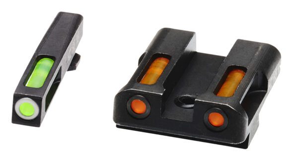 HiViz GLN429 LiteWave H3 Sight Set for Glock Green Tritium White Outline Front Sight-Orange Fiber Optic Rear Sight — view 1