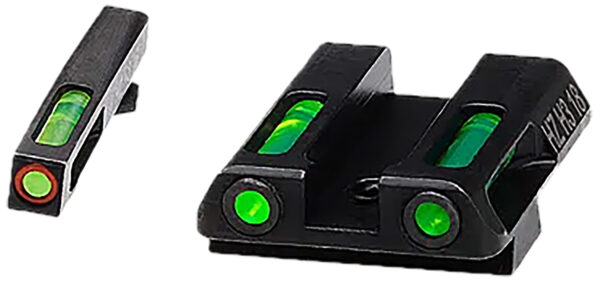 HiViz GLN521 LiteWave H3 Fiber-Optic Sight Set Green Fiber Optic/Orange Outline w/ Litepipes Green Fits Glock 42, 43, 43X, 48 — view 1