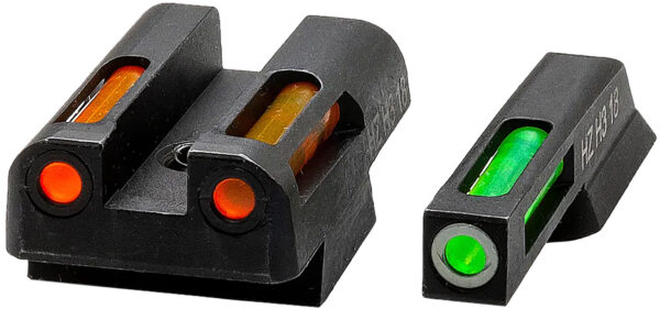 HiViz CZN421 LiteWave H3 Fiber-Optic Sight Set Green Tritium/White Outline w/ Litepipes Orange Fits CZ 75, 85, P-01 — view 1