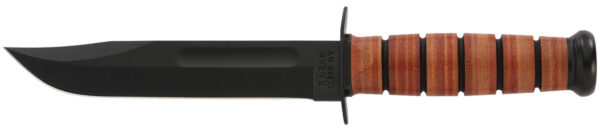 Ka-Bar 1217 USMC Fight/Utility 7" Fixed Clip Point Plain Black 1095 Cro-Van Blade. Brown Leather Handle. Includes Sheath — view 1