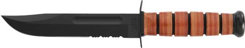 KA-BAR FIGHTING/UTILITY KNIFE - 7" SRRTD W/LTHR SHTH US ARMY — view 1