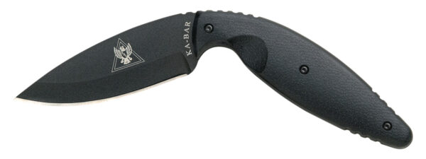 Ka-Bar 1482 TDI Law Enforcement Large 3.69" Fixed Drop Point Plain Black AUS-8A SS Blade, Black Zytel Handle, Includes Belt Clip/Sheath — view 1