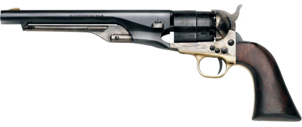 Pietta PF60OWS448 1860 Old West 44 Cal 8" 6rd Blued & Engraved Cylinder, Blued Steel Barrel, Wood Grip — view 1
