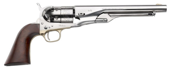 Pietta PF60OS448 1860 Army "Old Silver" 44 Cal 8" 6rd Old Silver Steel Frame, Cylinder & Round Barrel w/Walnut Grip — view 1