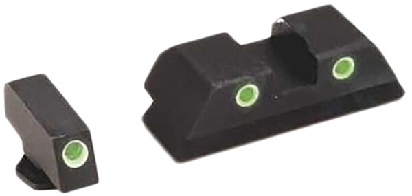 AmeriGlo GL119 Classic Tritium Sight Set for Glock  Green Tritium White Outline Front Sight-Green Tritium White Outline Rear Sight — view 1
