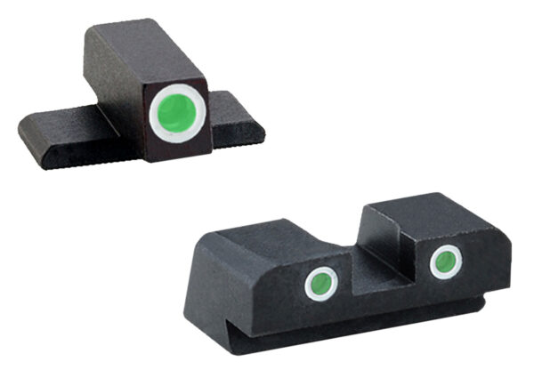 AmeriGlo XD191 Classic Tritium Sight Set for Springfield Armory XD  Green Tritium White Outline Front Sight-Green Tritium White Outline Rear Sight — view 1
