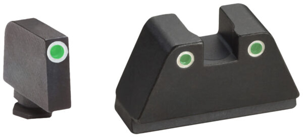 AmeriGlo GL329 Optic Compatible Sight Set for Glock  XL Tall Green Tritium White Outline Front Sight-Green Tritium White Outline Rear Sight — view 1