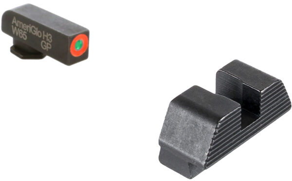 AmeriGlo GL433 Protector Sight Set for Glock  Green Tritium Orange Outline Front Sight-Black Serrated Rear Sight — view 1
