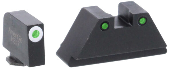 AmeriGlo GL152 Optic Compatible Sight Set for Glock  XL Tall Green Tritium White Outline Front Sight-Green Tritium Black Outline Rear Sight — view 1