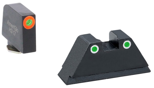 AmeriGlo GL331 Optic Compatible Sight Set for Glock  XL Tall Green Tritium Orange Outline Front Sight-Green Tritium White Outline Rear Sight — view 1