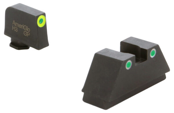 AmeriGlo GL333 Optic Compatible Sight Set for Glock  XL Tall Green Tritium LumiGreen Outline Front Sight-Green Tritium White Outline Rear Sight — view 1