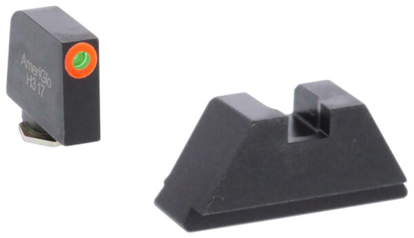 AmeriGlo GL511 Optic Compatible Sight Set for Glock  XL Tall Green Tritium Orange Outline Front Sight-Green Tritium Black Rear Sight — view 1