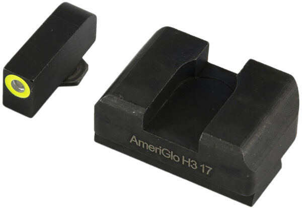 AmeriGlo GL611 Optic Compatible Sight Set for Glock  XL Tall Green Tritium LumiGreen Outline Front Sight-Black Rear Sight — view 1