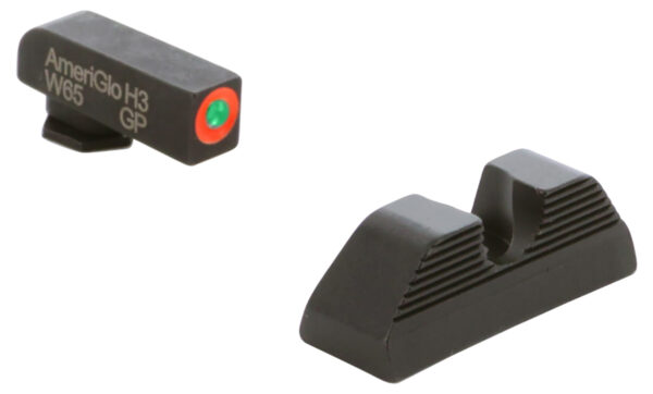 AmeriGlo GL351 Protector Sight Set for Glock  Green Tritium Orange Outline Front Sight-Black Serrated Rear Sight — view 1