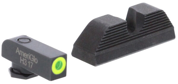 AmeriGlo GL354 Protector Sight Set for Glock  Green Tritium LumiGreen Outline Front Sight-Black Serrated Rear Sight — view 1