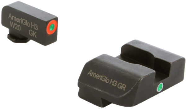 AmeriGlo GL203 i-Dot Sight  Set for Glock  Green Tritium Orange Outline Front Sight-Green Tritium Rear Sight — view 1