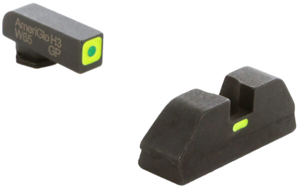 AmeriGlo GL615 CAP Sight Set for Glock  Green Tritium LumiGreen Outline Front Sight-LumiGreen Bar Rear Sight — view 1