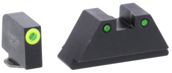 AmeriGlo GL252 Optic Compatible Sight Set for Glock  XL Tall Green Tritium LumiGreen Outline Front Sight-Green Tritium Black Outline Rear Sight — view 1