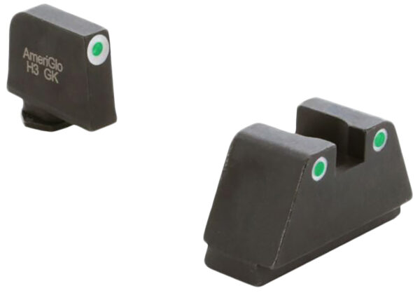 AmeriGlo GL330 Optic Compatible Sight Set for Glock  2XL Tall Green Tritium White Outline Front Sight-Green Tritium White Outline Rear Sight — view 1