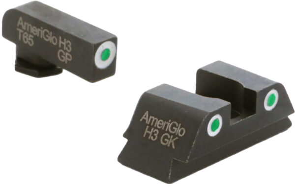 AmeriGlo GL430 Classic Tritium Sight Set for Glock  Green Tritium White Outline Front Sight-Green Tritium White Outline Rear Sight — view 1
