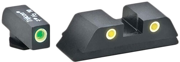 AmeriGlo GL5115 Classic Tritium Sight Set for Glock  Green Tritium White Outline Front Sight-Yellow Tritium White Outline Rear Sight — view 1