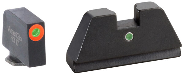 AmeriGlo GL291 Optic Compatible Sight Set for Glock  XL Tall Green Tritium Orange Outline Front Sight-Green Tritium  Rear Sight — view 1