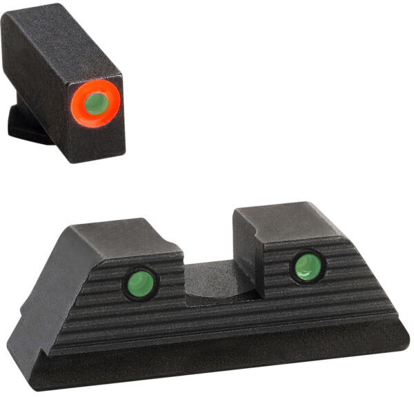 AmeriGlo GL816 Trooper Sight Set for Glock  Green Tritium Orange Outline Front Sight-Green Tritium Black Outline Rear Sight — view 1