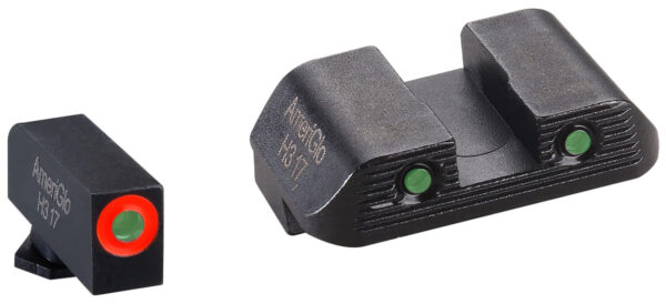 AmeriGlo GL823 Trooper Sight Set for Glock  Green Tritium Orange Outline Front Sight-Green Tritium Black Outline Rear Sight — view 1