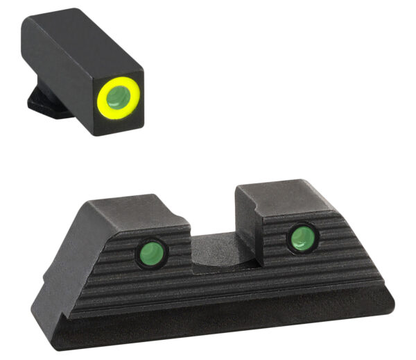 AmeriGlo GL819 Trooper Sight Set for Glock  Green Tritium LumiGreen Outline Front Sight-Green Tritium Black Outline Rear Sight — view 1