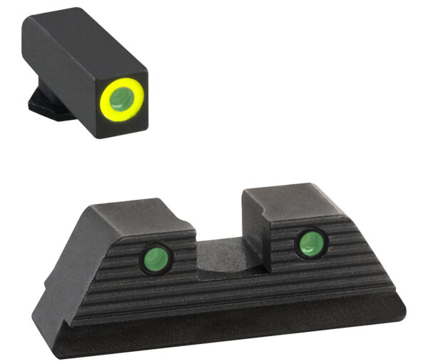 AmeriGlo GL821 Trooper Sight Set for Glock  Green Tritium LumiGreen Outline Front Sight-Green Tritium Black Outline Rear Sight — view 1
