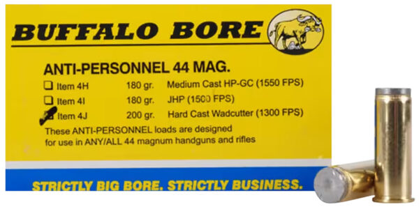 Buffalo Bore Ammunition 4J20 Anti-Personnel Strictly Business 44Rem Mag 200gr Hard Cast Wadcutter 20 Per Box/12 Case — view 1