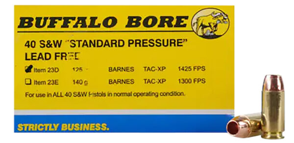 Buffalo Bore Ammunition 23D20 Standard Pressure Strictly Business 40S&W 125gr Barnes TAC-XP Lead Free 20 Per Box/12 Case — view 1