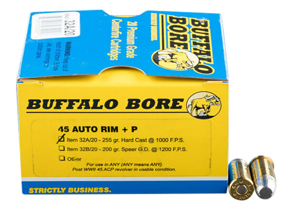 Buffalo Bore Ammunition 32A20 Personal Defense Strictly Business 45Auto Rim +P 255gr Hard Cast Flat Nose 20 Per Box/12 Case — view 1