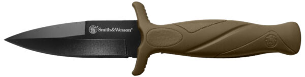 Smith & Wesson Knives 1100073 H.R.T. Flase Edge 2.75" Fixed Plain Black Oxide Stainless Steel Blade Flat Dark Earth Rubber Handle Includes Sheath — view 1