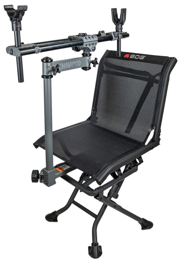 Bog-Pod 1100475 ChairPod  Chair with Rotating Gun Mount, 4 Legs, Black, Aluminum Frame, 41" Max Height — view 1