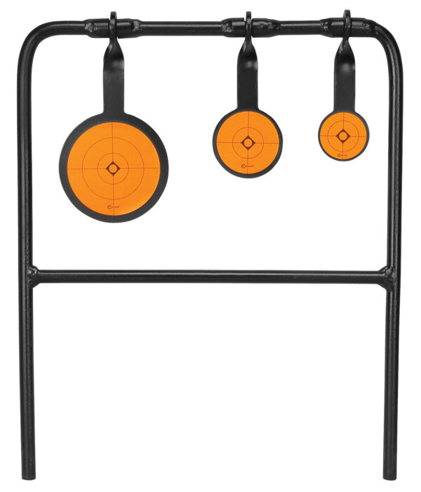 Caldwell 147072 Plink n Swing Triple Spin Target Rimfire Pistol/Rifle Steel Black/Orange Impact Enhancement Motion 1.75"/2.5"/3.5" — view 1