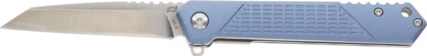 Schrade 1159320 Inert  EDC 3.25" Folding Wharncliffe Part Serrated Satin AUS-10A SS Blade, 4.25" Blue Aluminum Handle — view 1