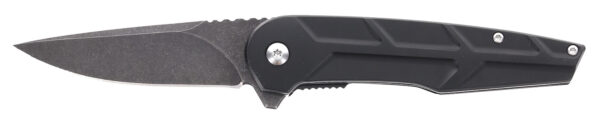 Schrade 1159329 Reckon  3.25" Folding Drop Point Plain Dark Stonewash D2 Steel Blade 4.40" Black Aluminum Handle — view 1