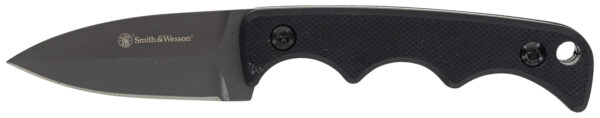 Smith & Wesson Knives 1193156 H.R.T. Neck Knife Fixed Spear Point/Plain Titanium Nitride Coated 8Cr13MoV SS Blade/Black G10 Handle Includes Sheath — view 1
