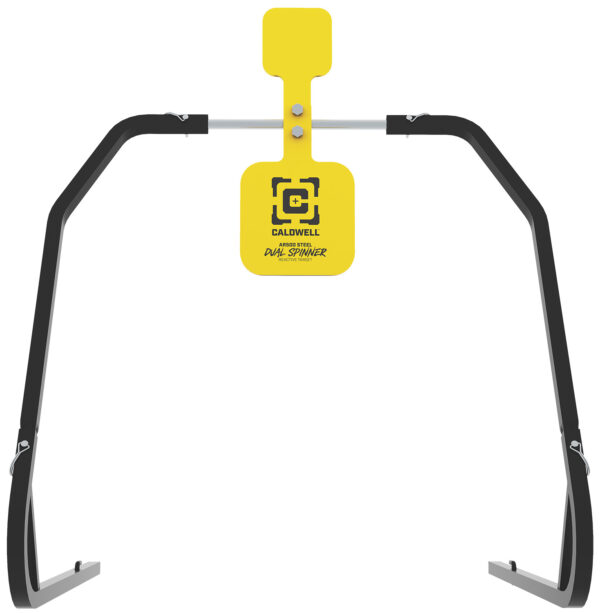 Caldwell 1196226 Daul Spinner  Yellow AR500 Steel 3/8" Thick Standing Target Includes 5" & 8" Plates — view 1