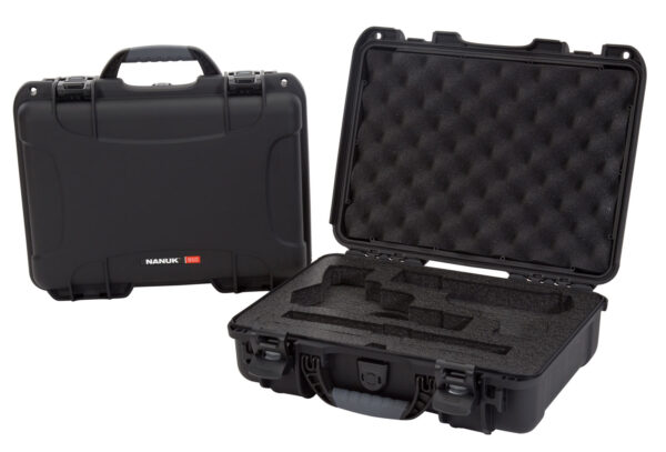 Nanuk 910CLASG1 910 Classic 2 Up Pistol Case Black Polymer w/ Latches & Closed-Cell Foam Padding 13.20" L x 9.20" W x 4.10 " H Interior Dimensions — view 1