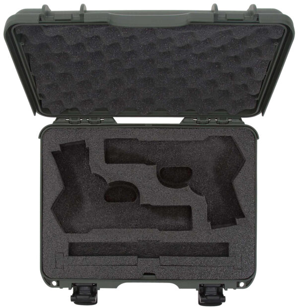 Nanuk 910CLASG6 910 Classic 2 Up Pistol Case Olive Polymer w/ Latches & Closed-Cell Foam Padding 13.20" L x 9.20" W x 4.10 " H Interior Dimensions — view 1