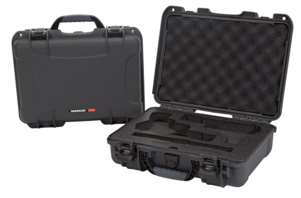 Nanuk 910CLASG7 910 Classic 2 Up Pistol Case Graphite Polymer w/ Latches & Closed-Cell Foam Padding 13.20" L x 9.20" W x 4.10" H Interior Dimensions — view 1