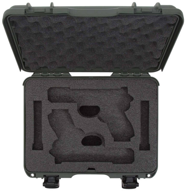 Nanuk 910GLOCK6 910 Glock Compatible 2 Up Pistol Case Olive Polymer w/ Latches Closed-Cell Foam Padding & Airline Approved 13.20" L x 9.20" W x 4.10" H Interior Dimensions — view 1
